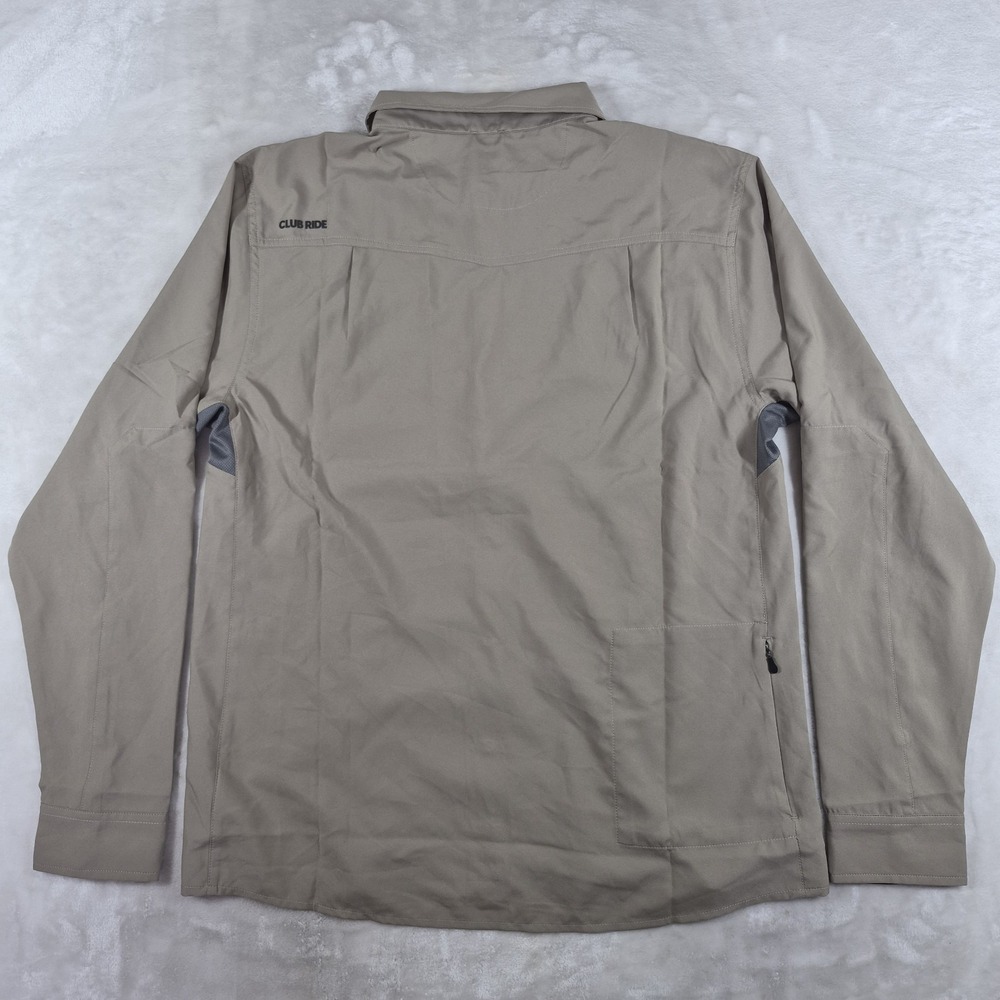 Club Ride Pearl Snap Shirt Men's Large Beige Long Sleeve Cycling Biking Comfort - Picture 5 of 8